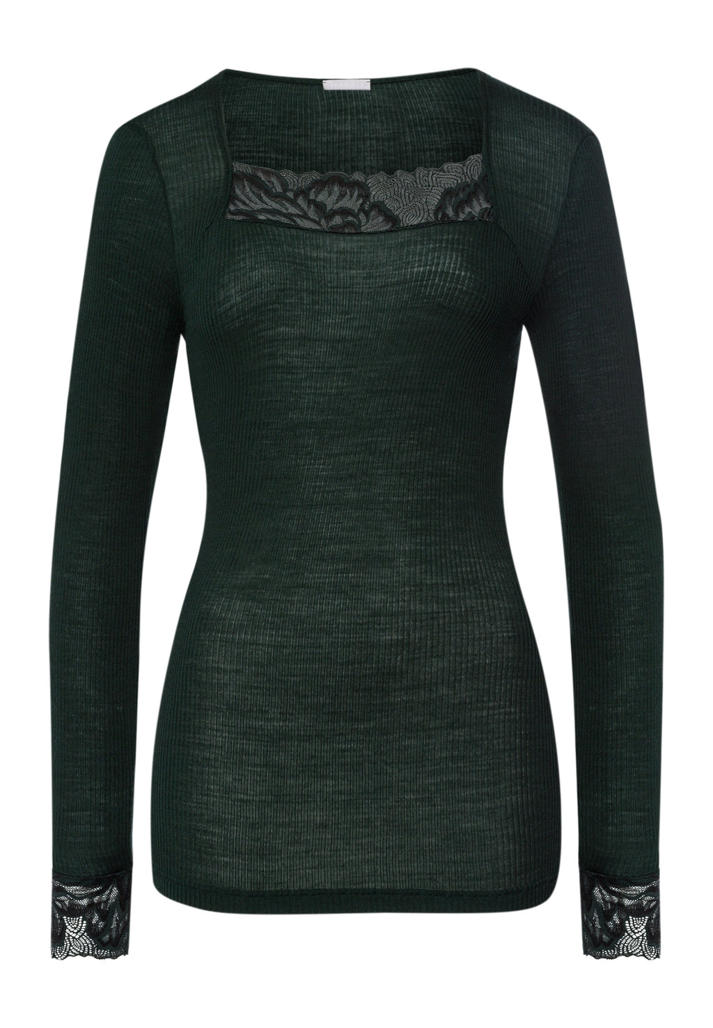 Celeste Wool And Silk Lace Trim Top | Dark Malachite 70817-2709