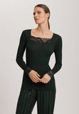 Celeste Wool And Silk Lace Trim Top | Dark Malachite 70817-2709