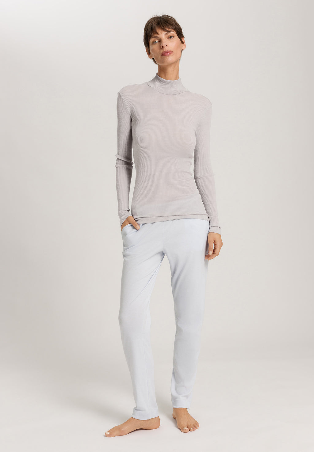 Celeste Wool And Silk Turtleneck Top | Silver Vapor 70818-2652