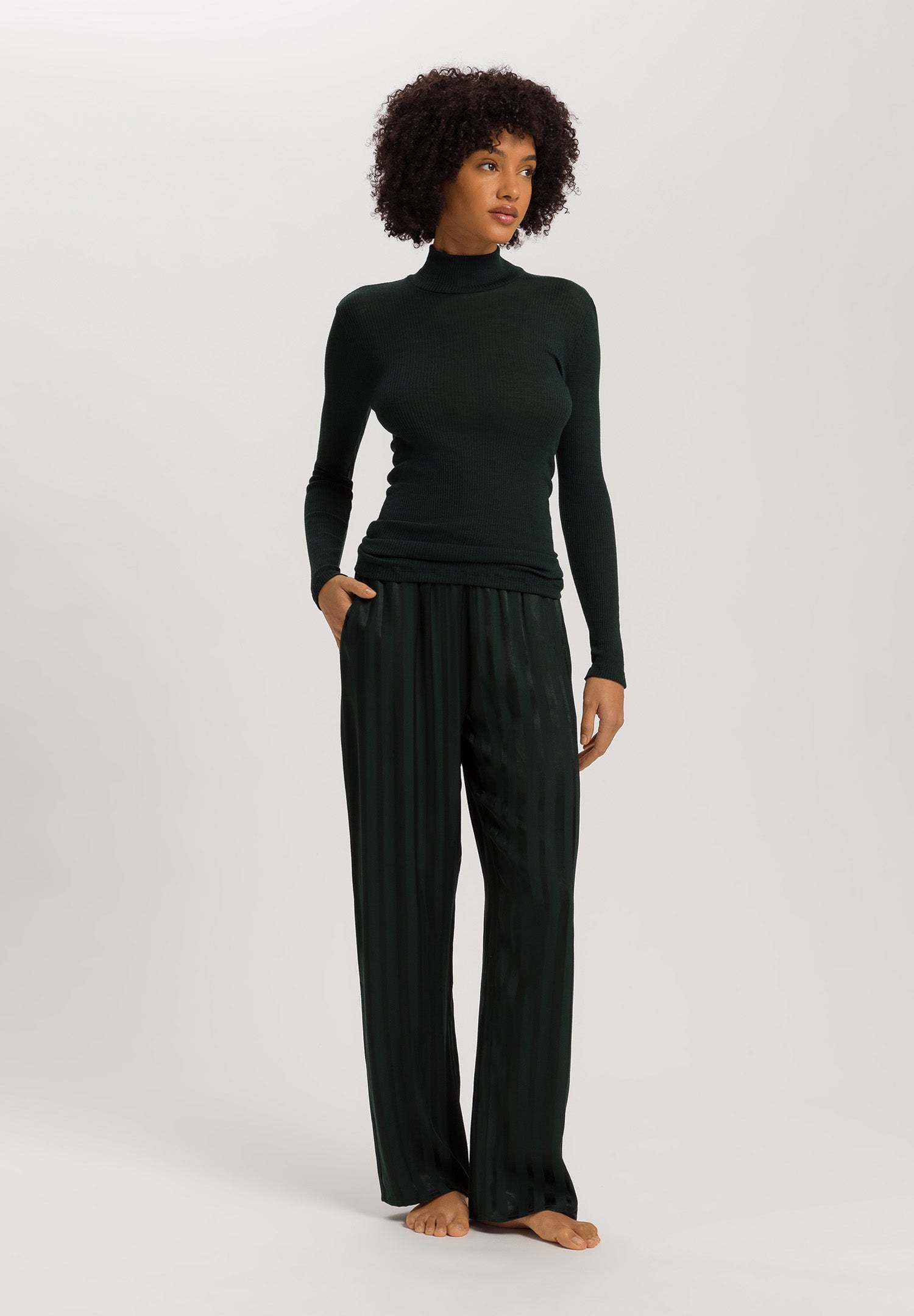 Celeste Wool And Silk Turtleneck Top | Dark Malachite 70818-2709