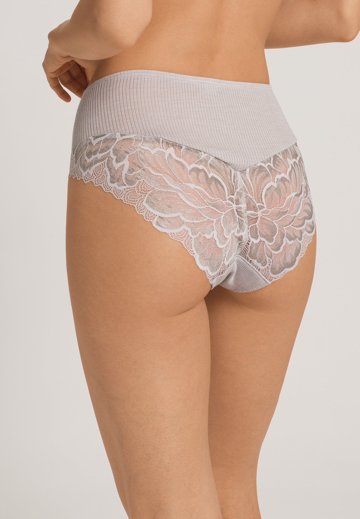 Celeste Wool And Silk Lace Trim Full Briefs | Silver Vapor 70819-2652