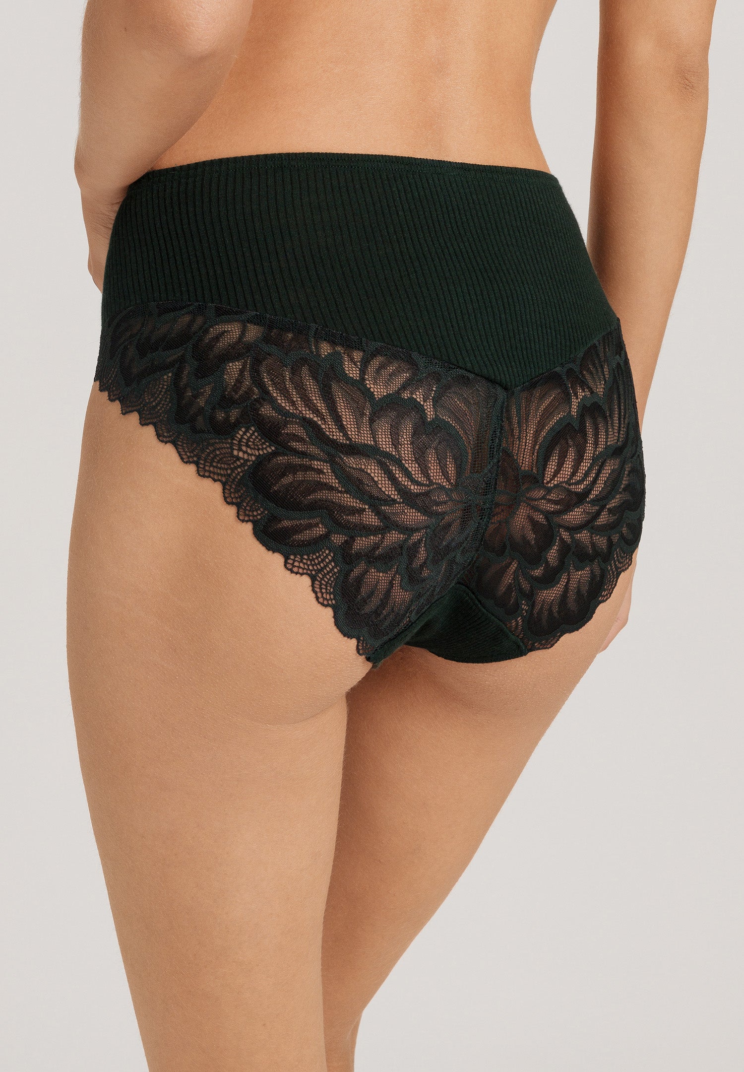 Celeste Wool And Silk Lace Trim Full Briefs | Dark Malachite 70819-2709