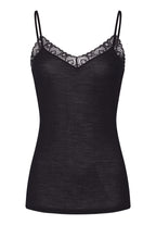 Woolen Lace Lace Trim Wool And Silk Camisole | Black 70827-019