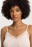 Woolen Lace Lace Trim Wool And Silk Camisole | Misty White 70827-2123