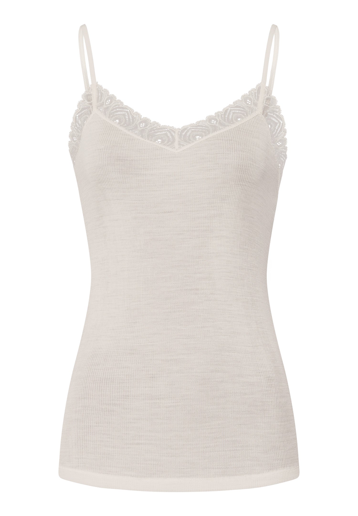 Woolen Lace Lace Trim Wool And Silk Camisole | Misty White 70827-2123