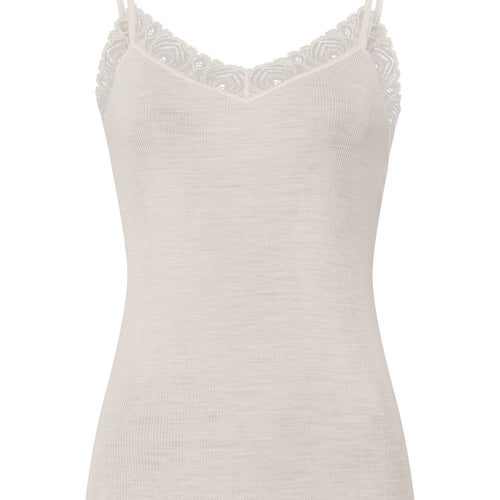 Woolen Lace Lace Trim Wool And Silk Camisole | Misty White 70827-2123