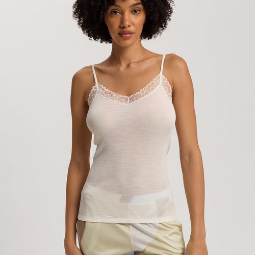 Woolen Lace Lace Trim Wool And Silk Camisole | Misty White 70827-2123