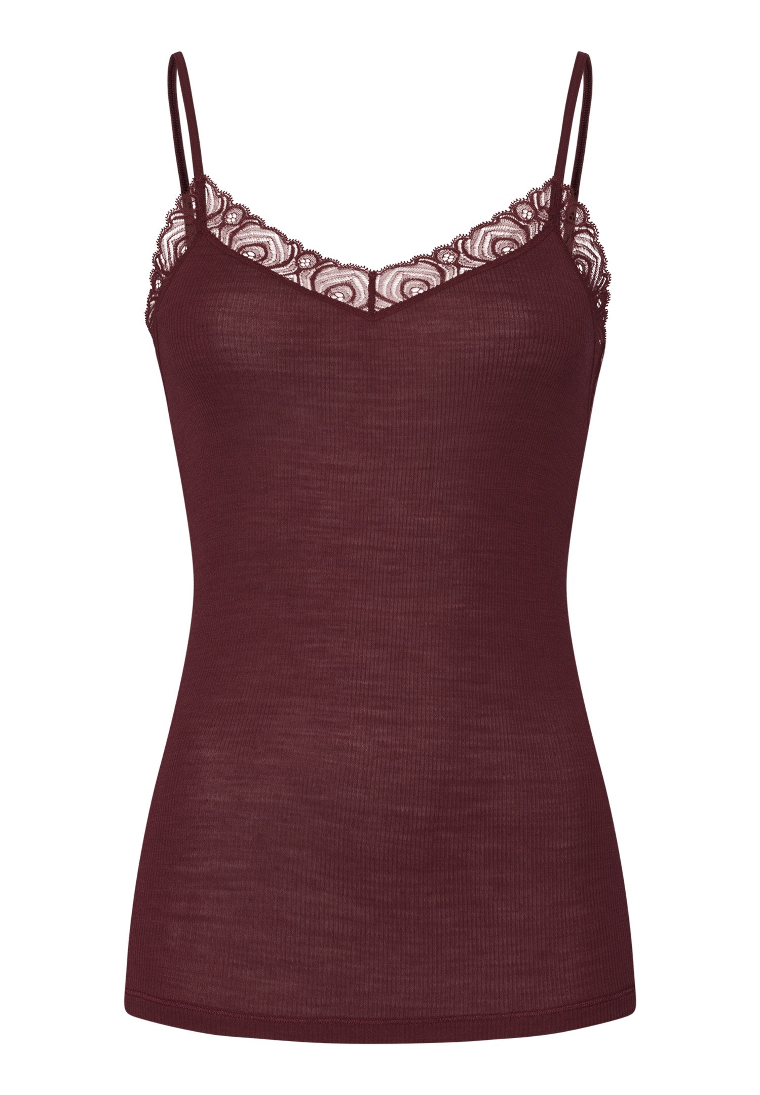 Woolen Lace Lace Trim Wool And Silk Camisole | Vivid Brown 70827-2421