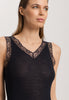 Woolen Lace Lace Trim Wool And Silk Tank Top | Black 70828-019
