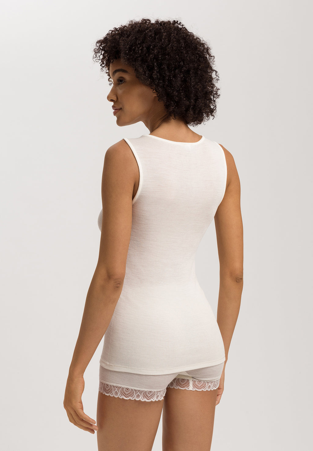 Woolen Lace Lace Trim Wool And Silk Tank Top | Misty White 70828-2123