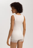 Woolen Lace Lace Trim Wool And Silk Tank Top | Misty White 70828-2123