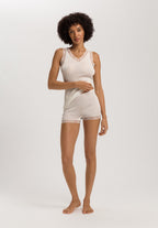 Woolen Lace Lace Trim Wool And Silk Tank Top | Misty White 70828-2123