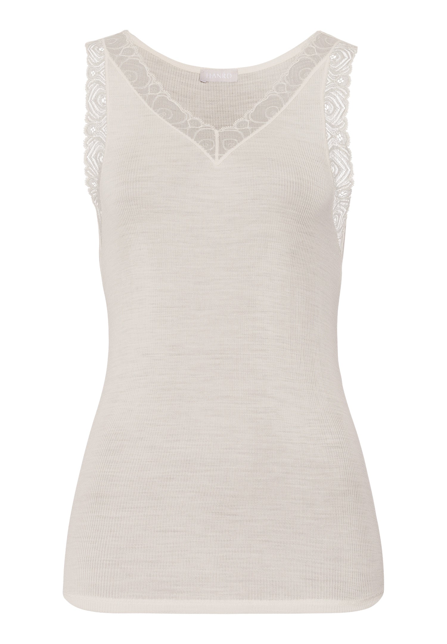 Woolen Lace Lace Trim Wool And Silk Tank Top | Misty White 70828-2123