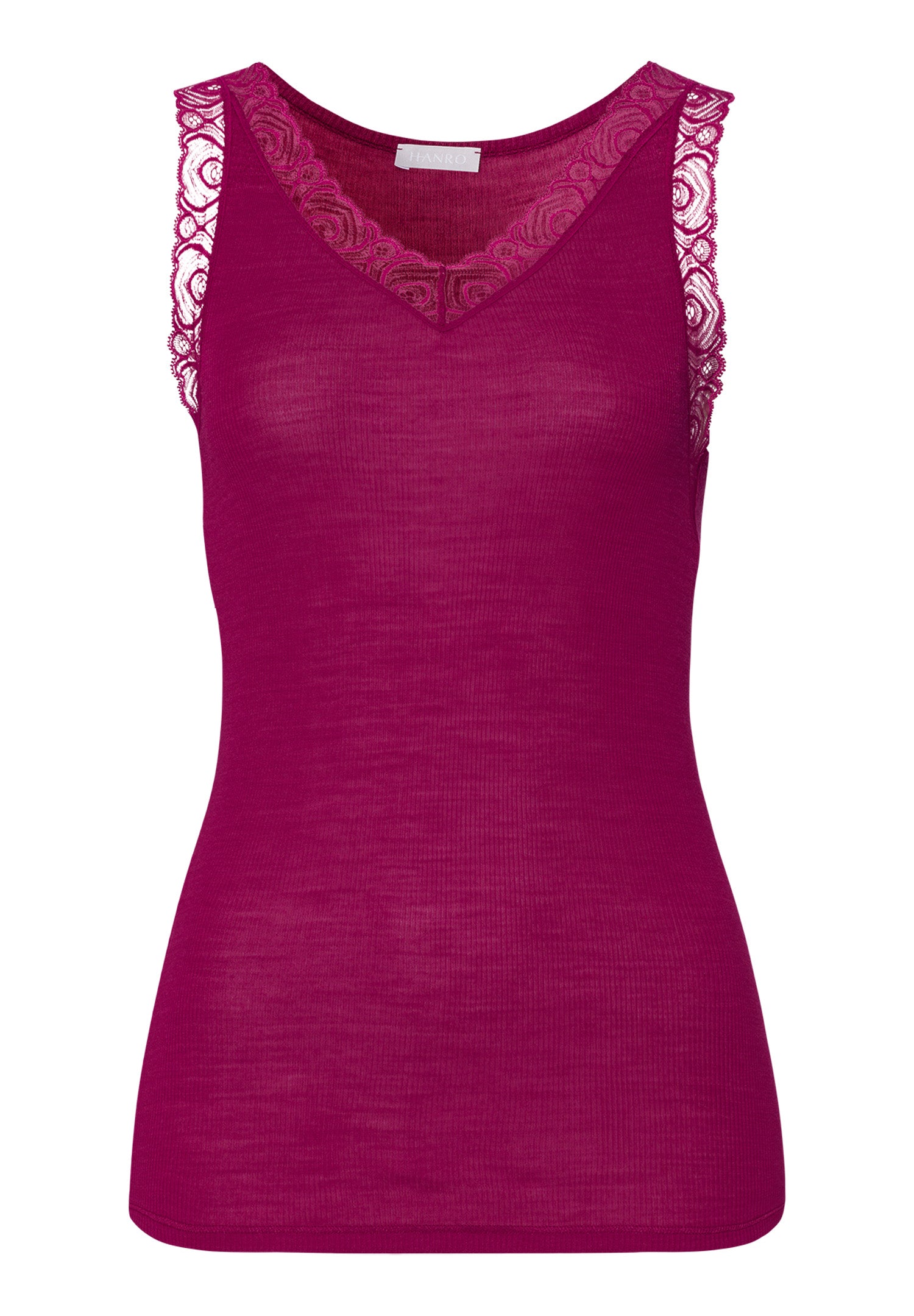 Woolen Lace Lace Trim Wool And Silk Tank Top | Pink Tourmaline 70828-2473