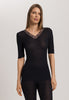Woolen Lace Lace Trim Wool And Silk Top | Black 70829-019