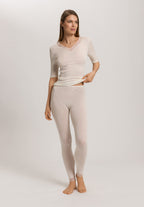 Woolen Lace Lace Trim Wool And Silk Top | Misty White 70829-2123