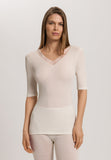 Woolen Lace Lace Trim Wool And Silk Top | Misty White 70829-2123