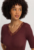 Woolen Lace Lace Trim Wool And Silk Top | Vivid Brown 70829-2421
