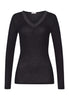 Woolen Lace Lace Trim Wool And Silk Top | Black 70830-019
