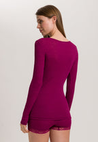 Woolen Lace Lace Trim Wool And Silk Top | Pink Tourmaline 70830-2473