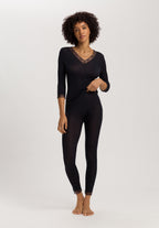 Woolen Lace Lace Trim Wool And Silk Top | Black 70831-019