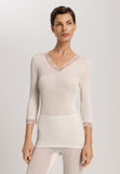 Woolen Lace Lace Trim Wool And Silk Top | Misty White 70831-2123
