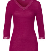 Woolen Lace Lace Trim Wool And Silk Top | Pink Tourmaline 70831-2473