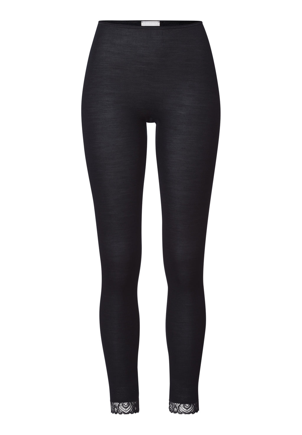 Woolen Lace Lace Trim Wool And Silk Leggings | Black 70833-019