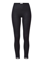 Woolen Lace Lace Trim Wool And Silk Leggings | Black 70833-019