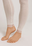 Woolen Lace Lace Trim Wool And Silk Leggings | Misty White 70833-2123