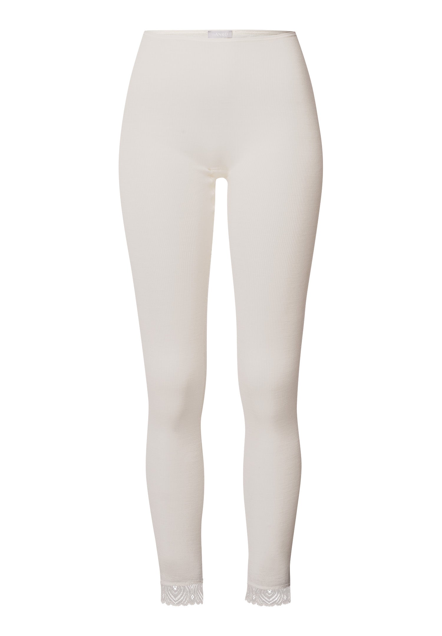 Woolen Lace Lace Trim Wool And Silk Leggings | Misty White 70833-2123