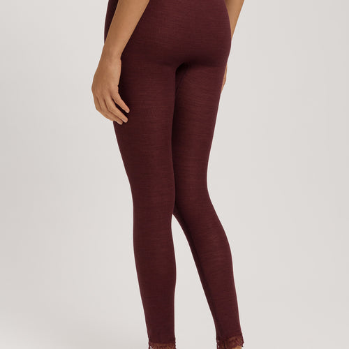 Woolen Lace Lace Trim Wool And Silk Leggings | Vivid Brown 70833-2421
