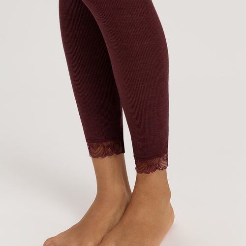 Woolen Lace Lace Trim Wool And Silk Leggings | Vivid Brown 70833-2421