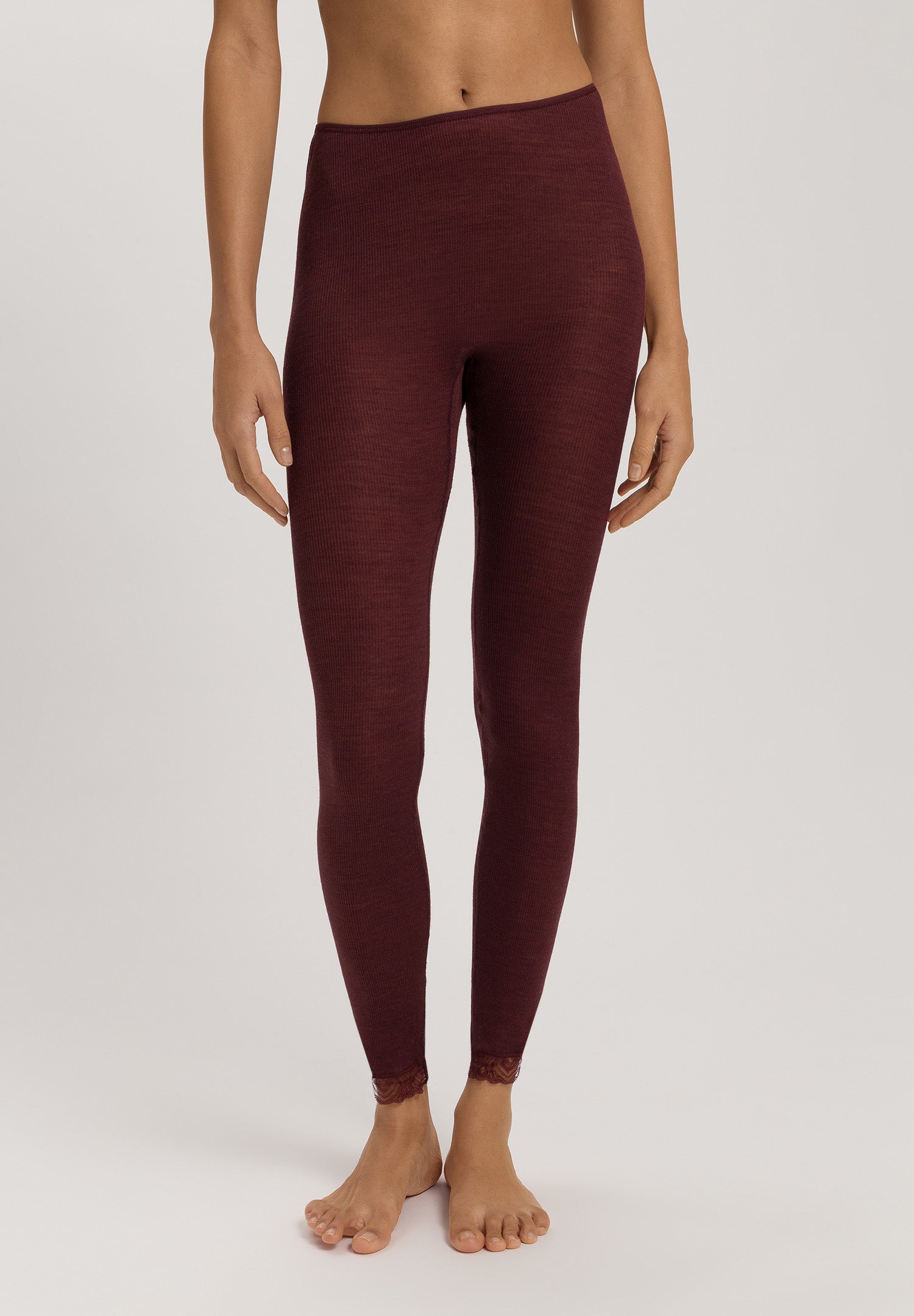 Woolen Lace Lace Trim Wool And Silk Leggings | Vivid Brown 70833-2421