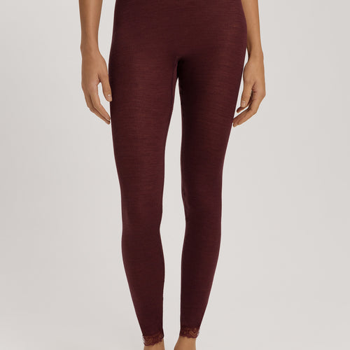 Woolen Lace Lace Trim Wool And Silk Leggings | Vivid Brown 70833-2421