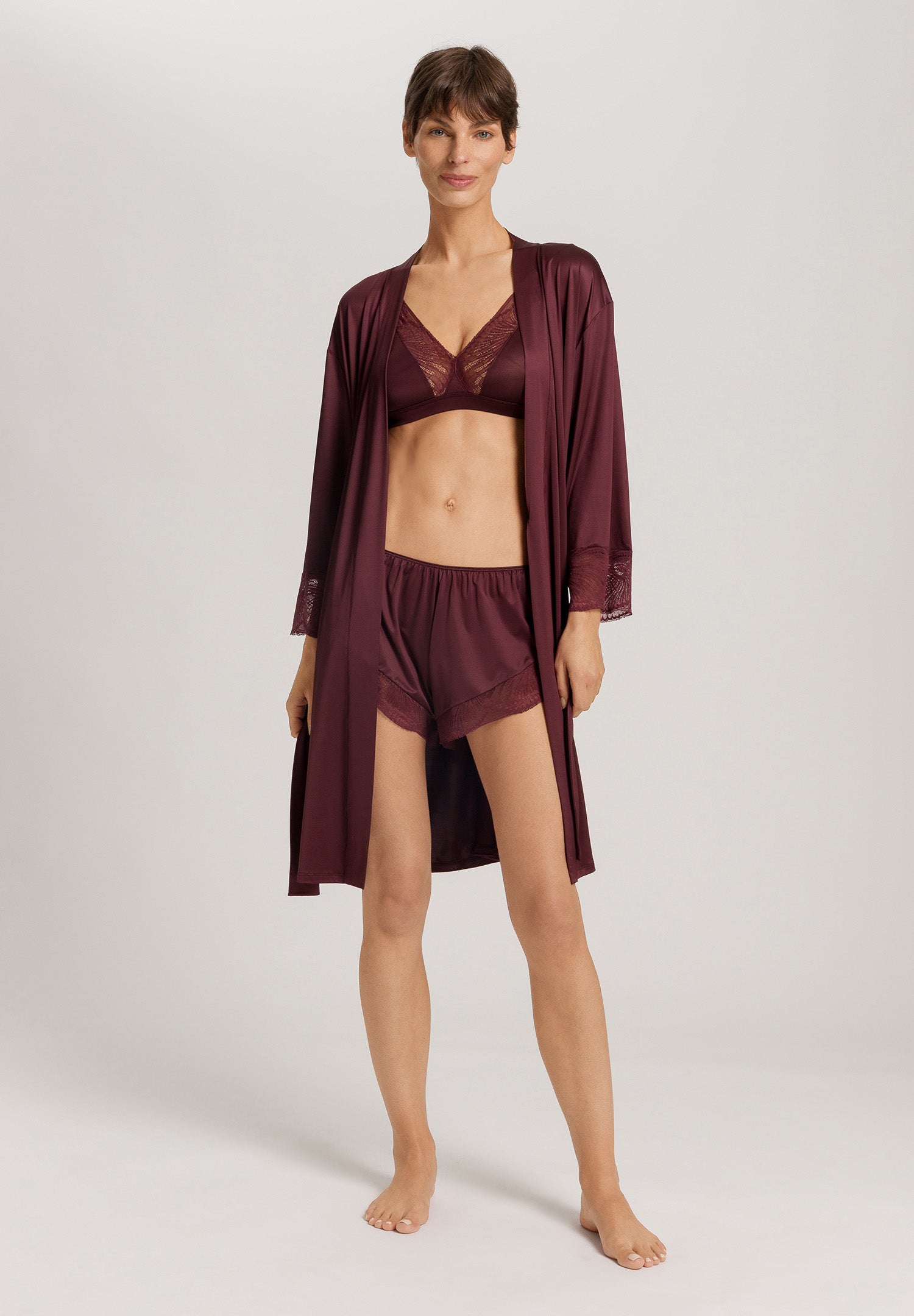 Lilith Lace Trim Kimono | Vivid Brown 70834-2421