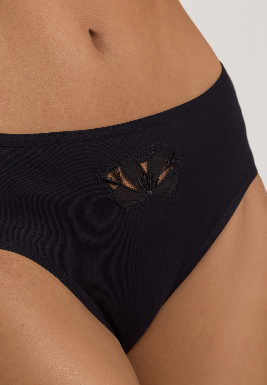 Kalea Floral Embroidered Hi-Cut Briefs | Black 70849-019