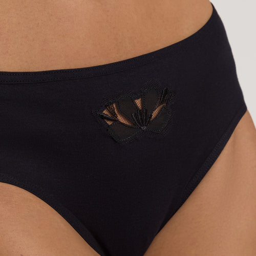 Kalea Floral Embroidered Hi-Cut Briefs | Black 70849-019