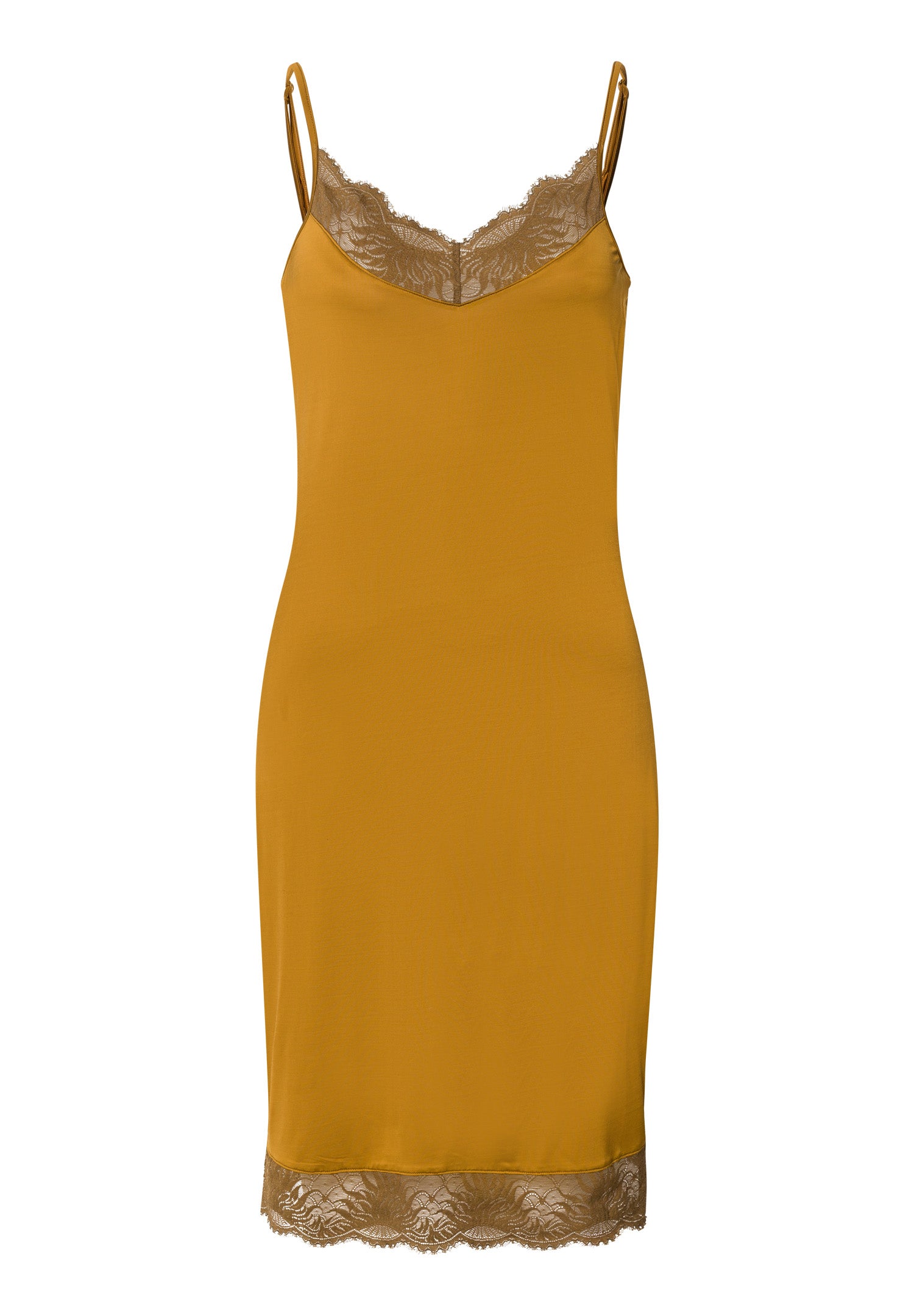 Gale Lace Trim V-Neck Bodydress | Golden Cumin 70873-2803