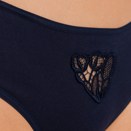 Belina Embroidered Cotton Hi-Cut Brief | Deep Navy 70876-1610