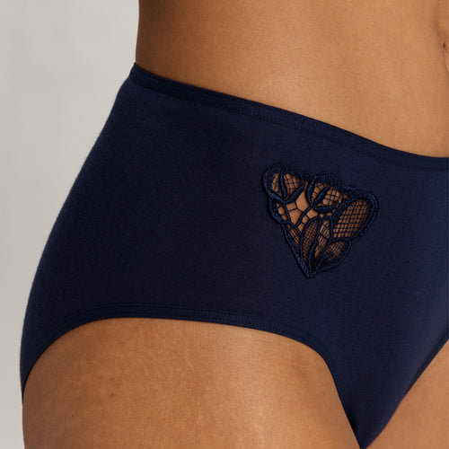 Belina Embroidered Cotton Full Brief | Deep Navy 70877-1610