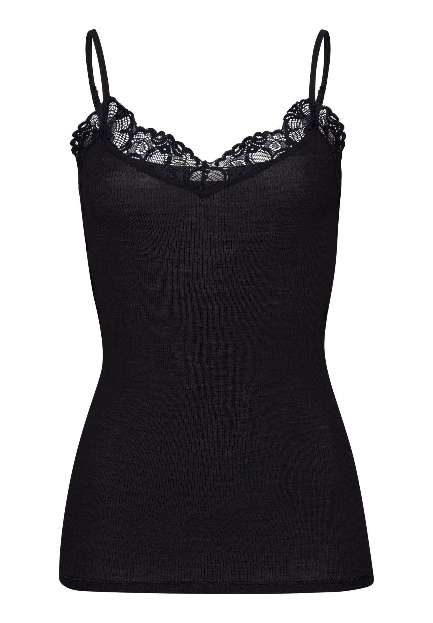 70911 Woolen Lace Spaghetti Cami - 019 Black