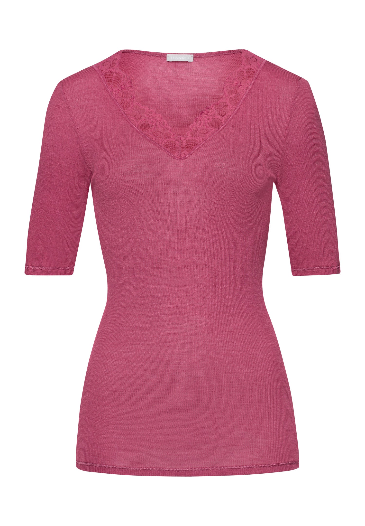 70913 Woolen Lace Short Sleeve Shirt - 2414 Rose Wine