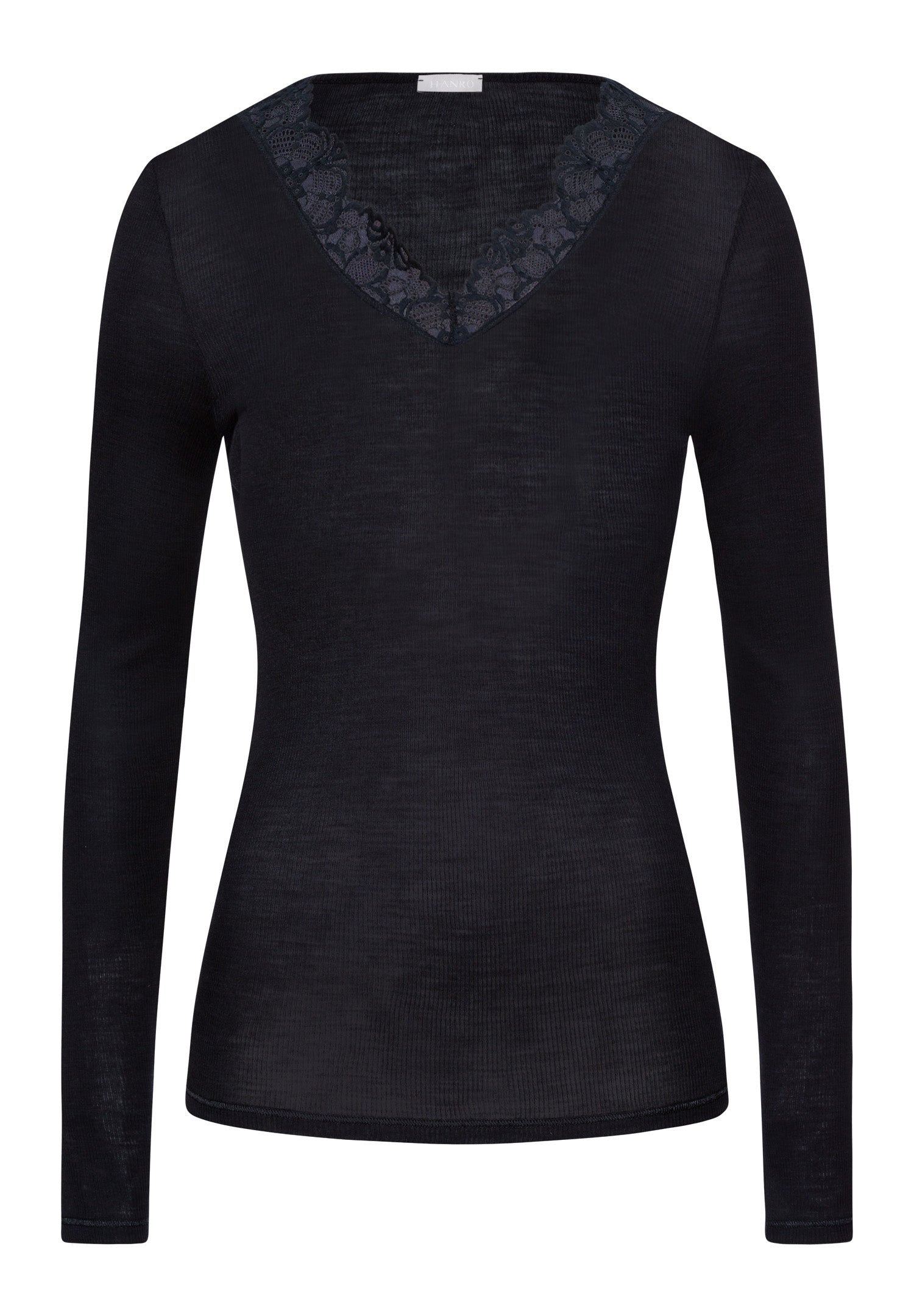 70914 Woolen Lace Long Sleeve Shirt - 019 Black