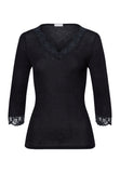 70915 Woolen Lace 3/4 Sleeve Shirt - 019 Black