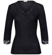 70915 Woolen Lace 3/4 Sleeve Shirt - 019 Black