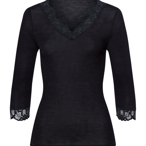 70915 Woolen Lace 3/4 Sleeve Shirt - 019 Black