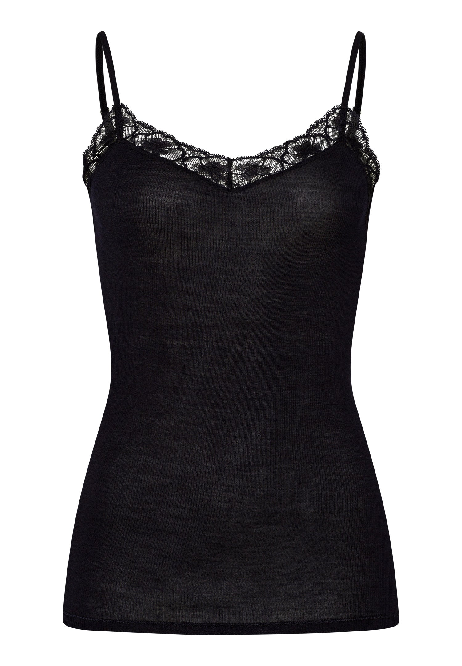 70970 Woolen Lace Spaghetti Cami - 019 Black