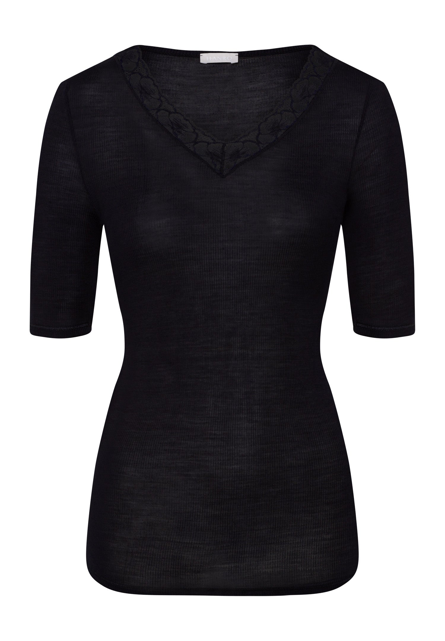 70972 Woolen Lace S/Slv Shirt - 019 Black