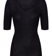 70972 Woolen Lace S/Slv Shirt - 019 Black